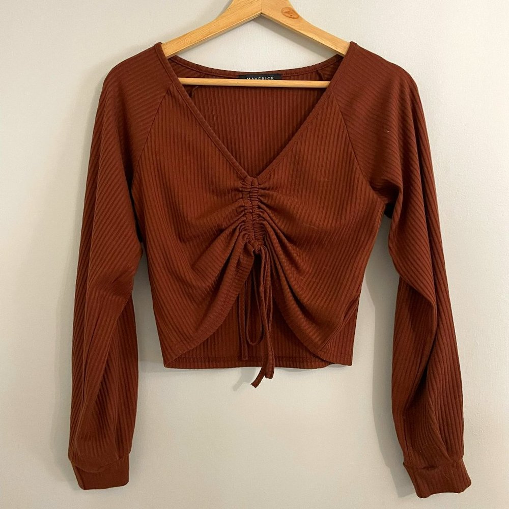 Brown V-Neck Adjustable Top